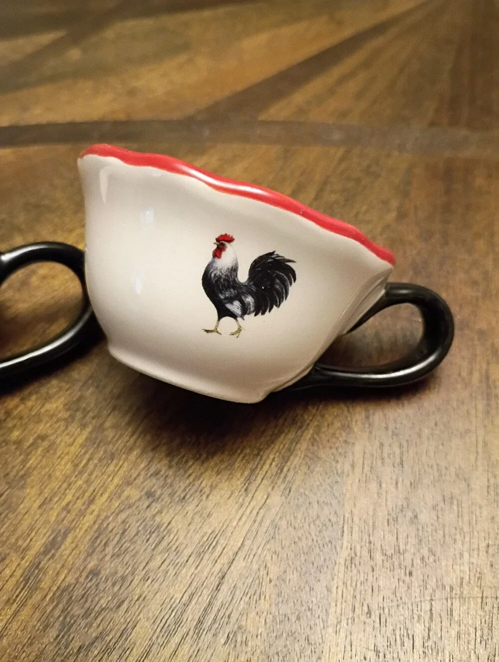 Cracker Barrel Rooster Ceramic Measuring Cup Set Farmhouse Kitchen 1/2 & 1/4 Cup